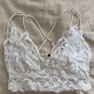 Free People White Lace Crop Top